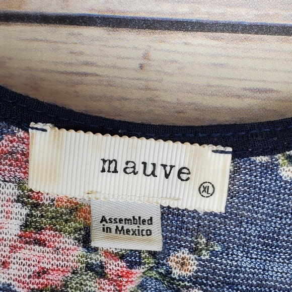 Mauve Blue Floral Print open front Kimono Cardigan - Picture 5 of 6